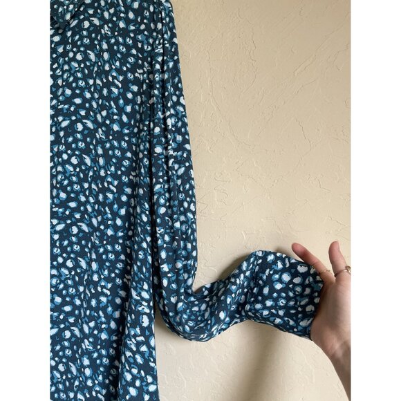New! NWT Whistles Pastel Leopard Print Blue Turquoise Shirt US 14 MSRP $139 Long - Picture 10 of 16